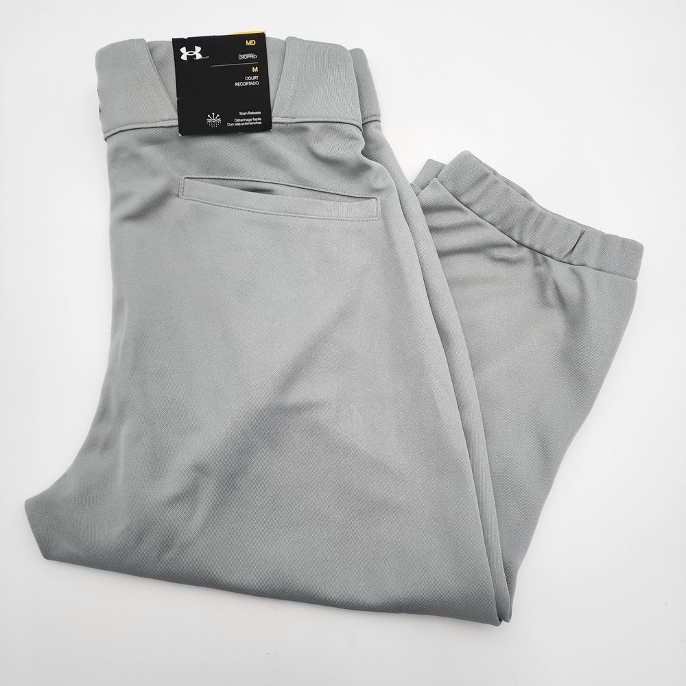 NWT Women's Under Armour 1375665 Utility Fitted/Cropped Softball Pants Gray Sz M